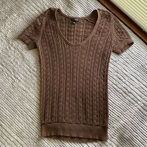 Ana Brown Open Knit Layering Y2K Going Out Party Top Size M Cotton Boho Indie